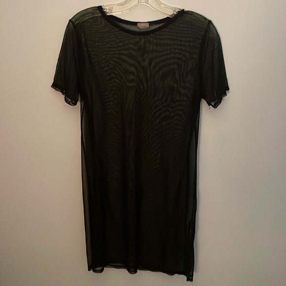 Black Mesh T-shirt Dress - Picture 1 of 5